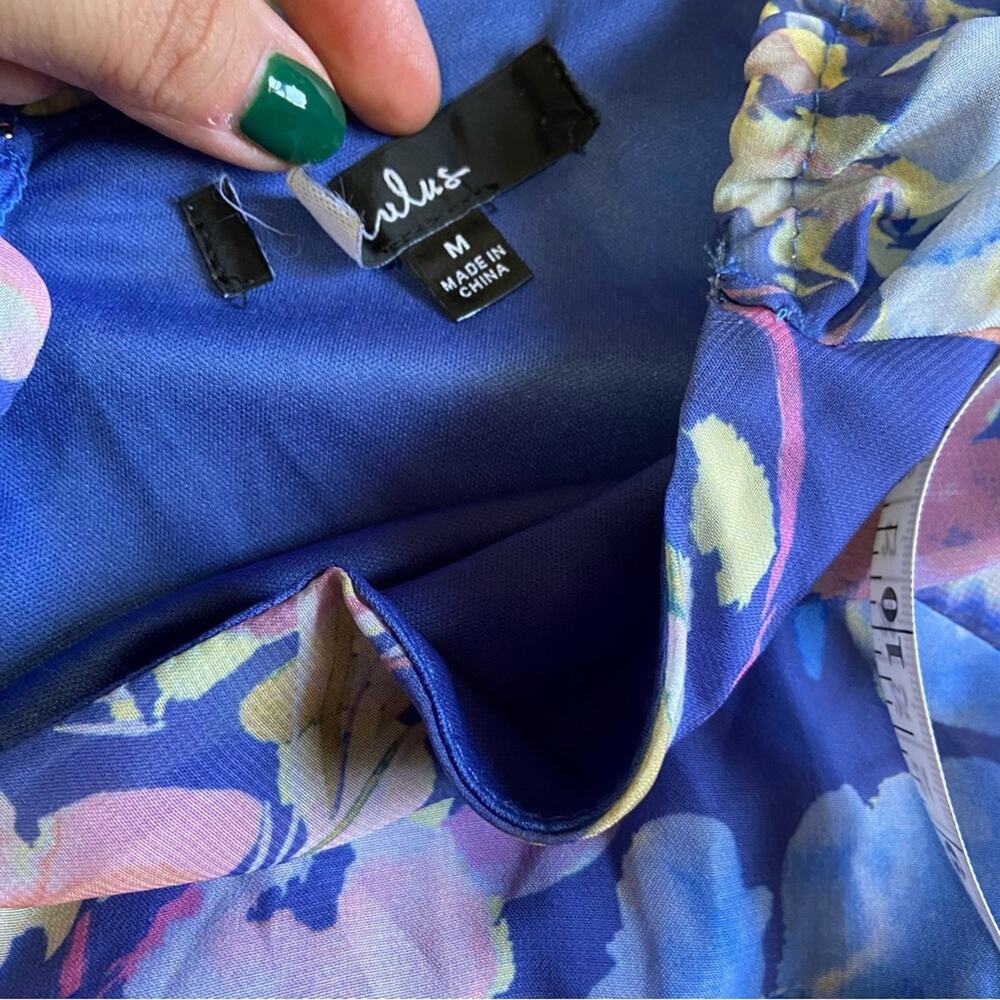 NWOT Lulus Beautiful Impression Blue Floral Chiffon Long Sleeve Mini Dre… - Picture 4 of 10